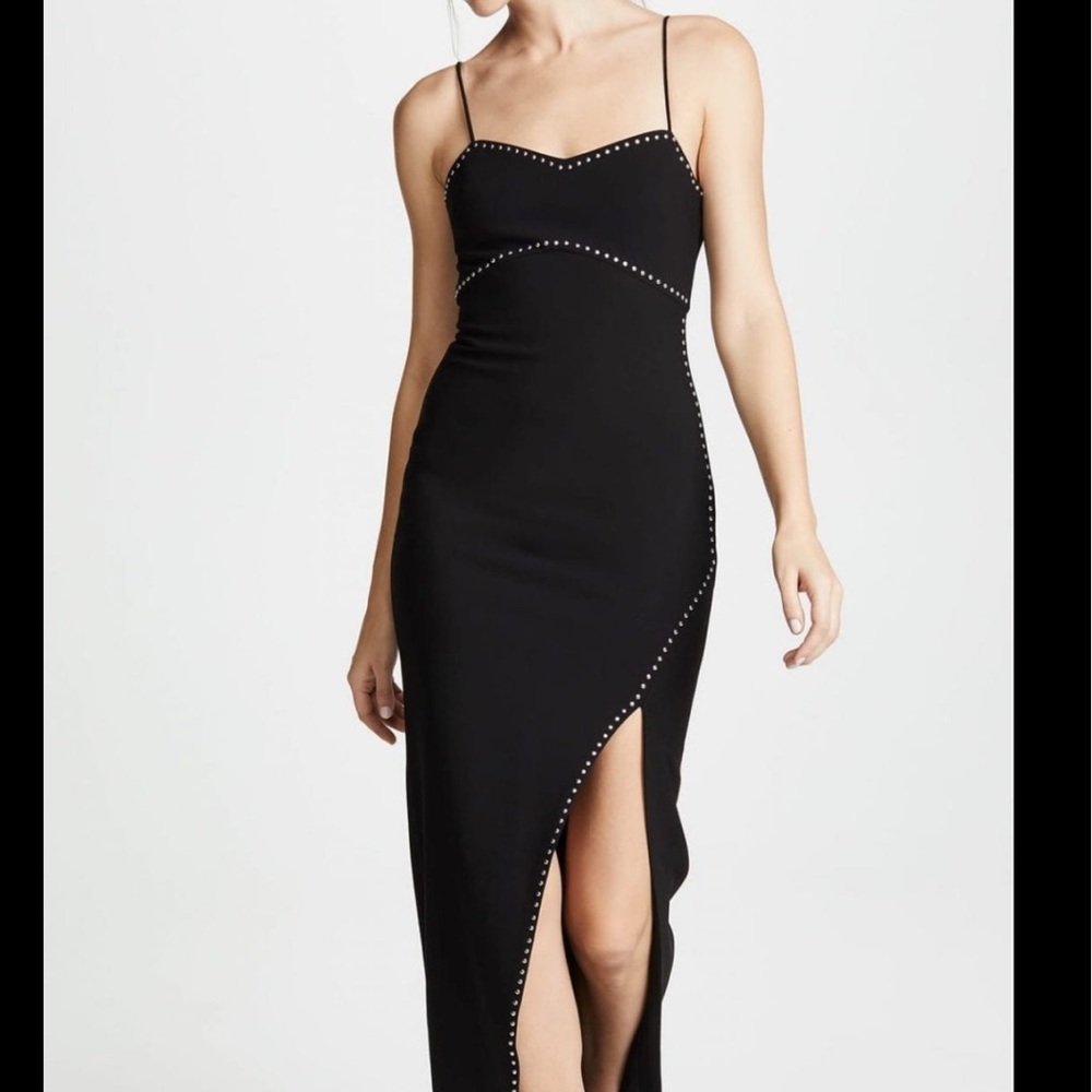 Likely Black Slit Embellished Cocktail Dress